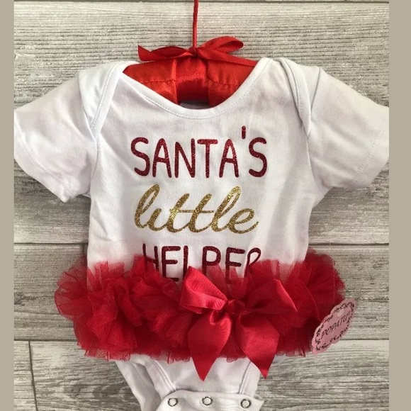 Santa’s little helper body suit 0-3 months - Picture 3 of 7